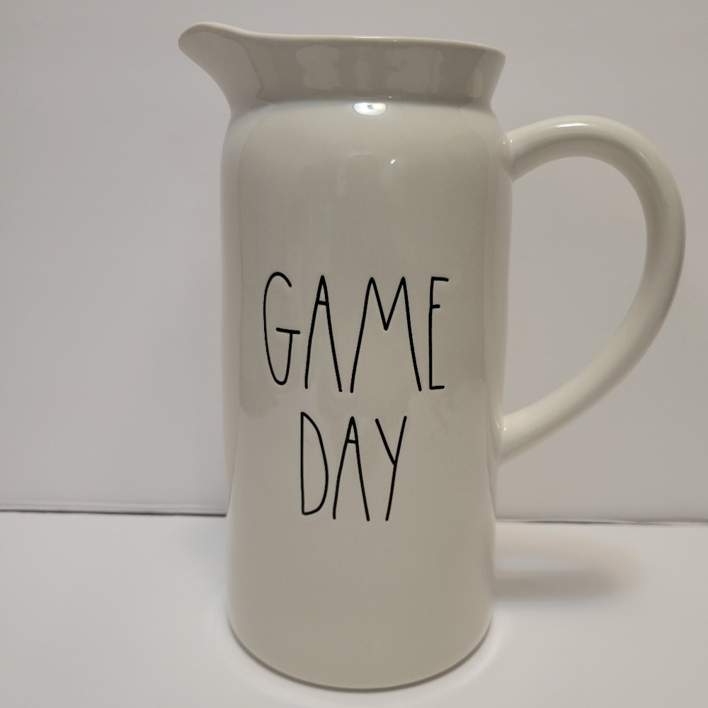 Rae Dunn GAME DAY White Pitcher NWOT Approx 9" High and 6.5" in Length